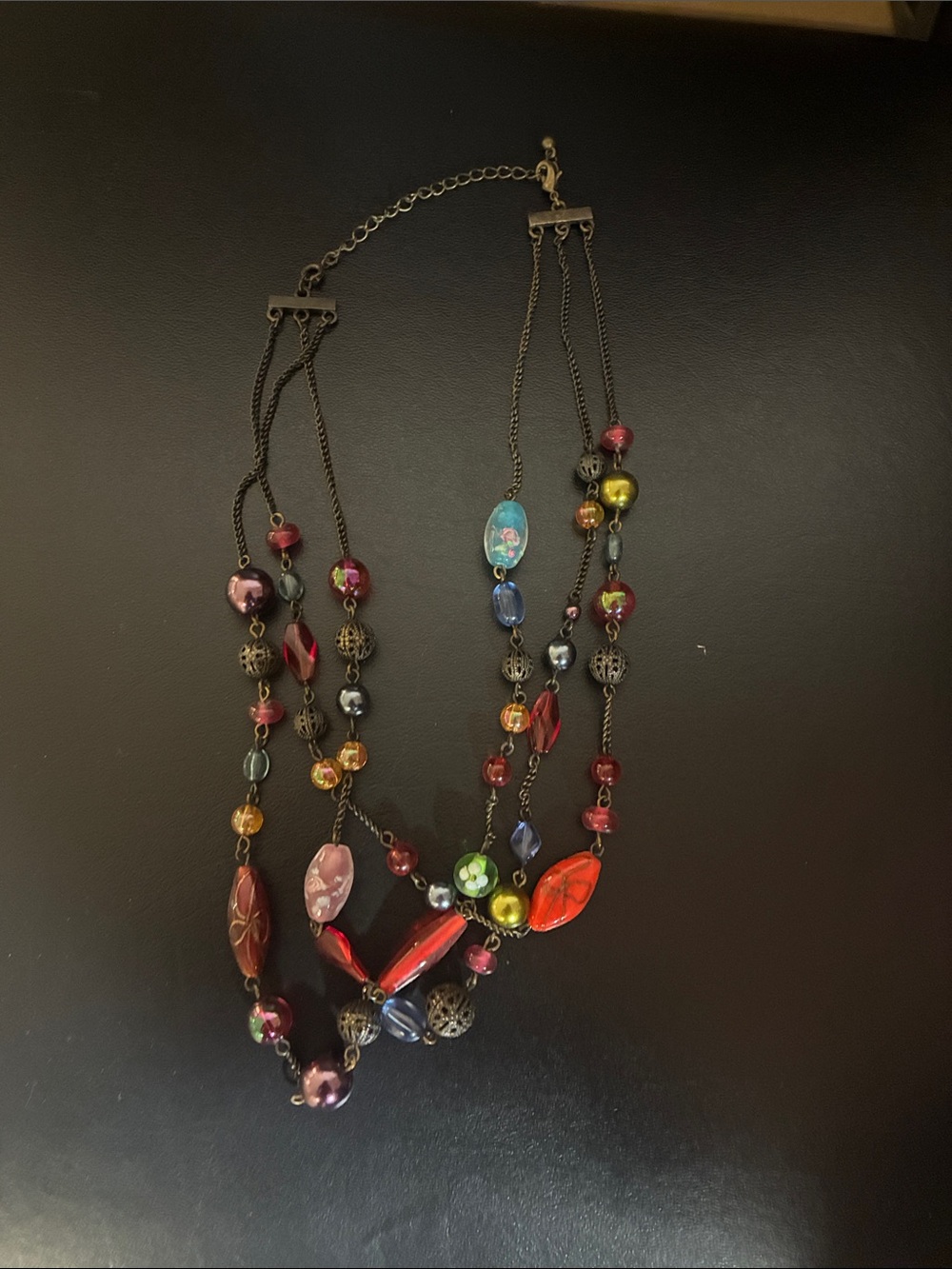 Avon 3 strand multi color necklace